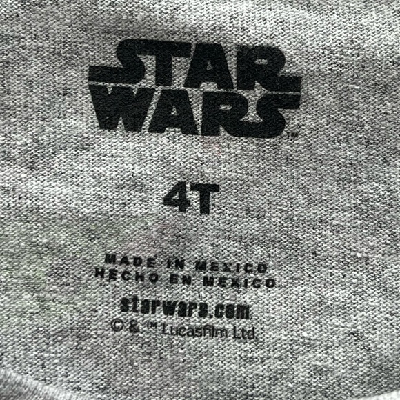 Star Wars Baby Yoda Cuffed Short Sleeve Shirt Gray Size 4T - Picture 4 of 7